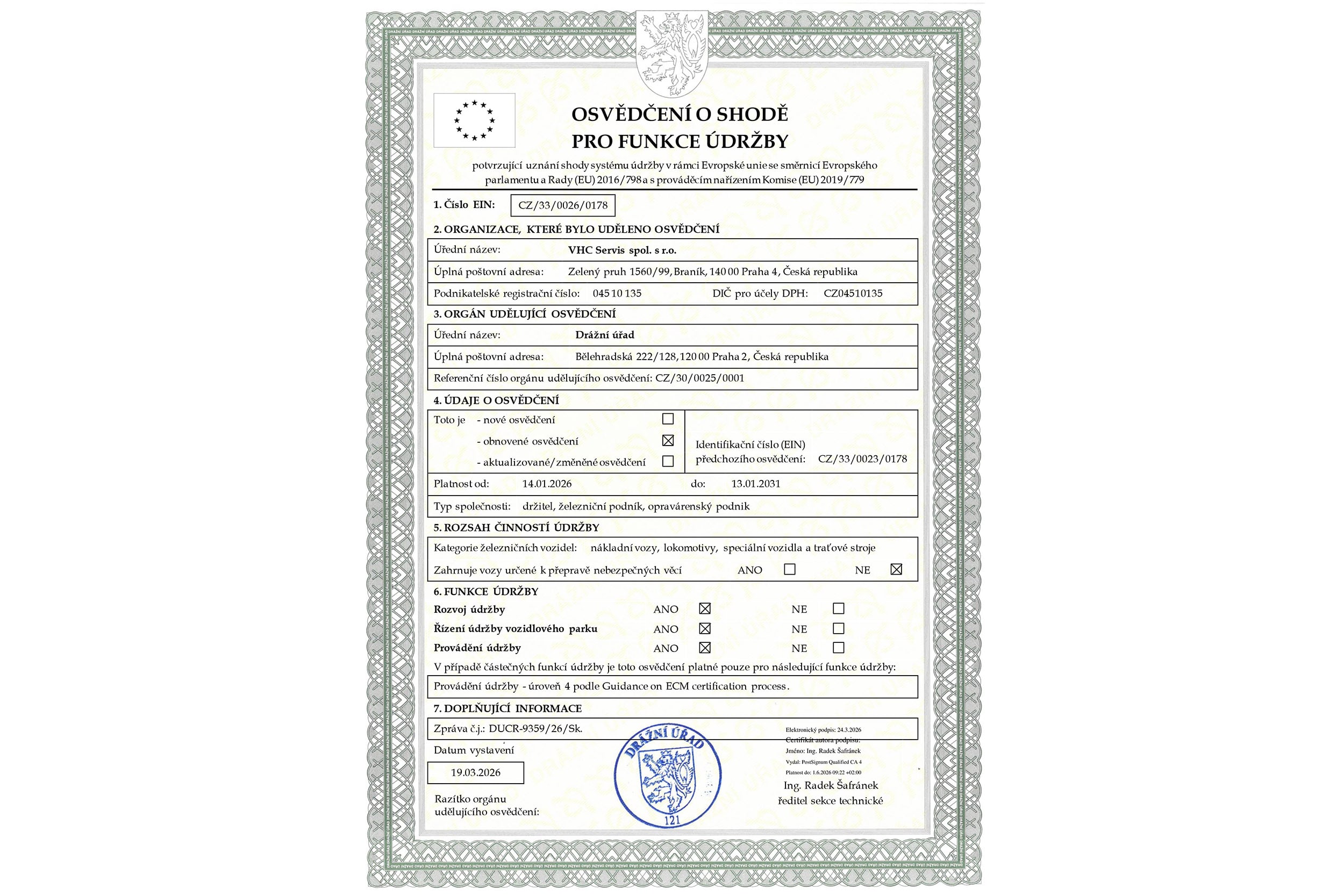 Osvědčení 33 CZ(4147376107) Osvědčení 33 CZ(4147376107)